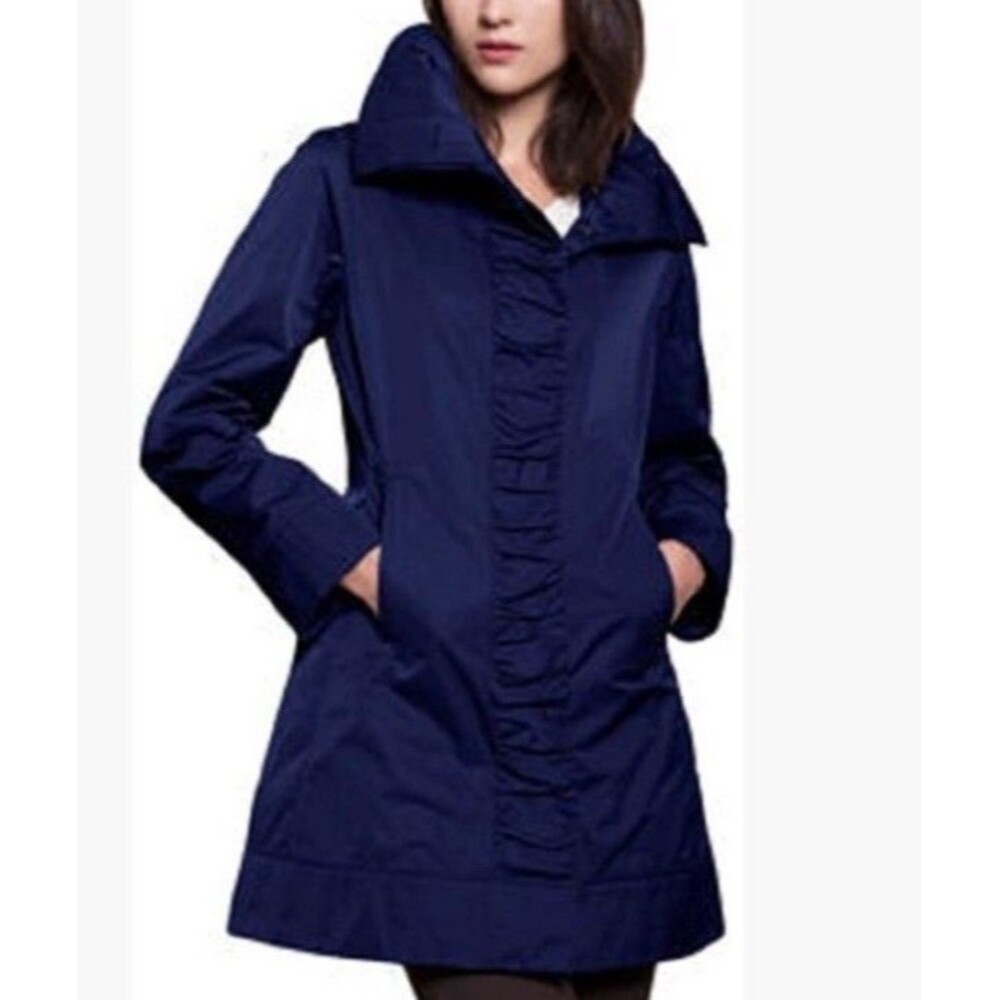 Rainforest Women’s XS Packable Travel Button Ruched Trim Rain Jacket Hood purple